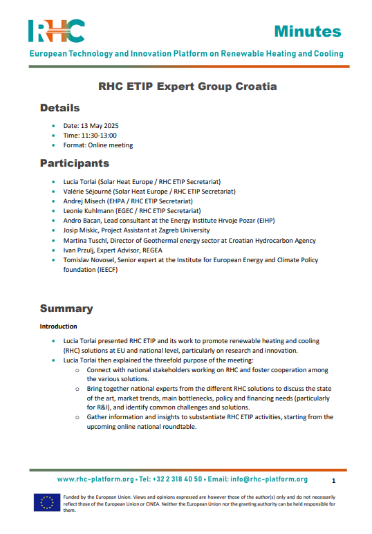 RHC ETIP Expert Group Croatia