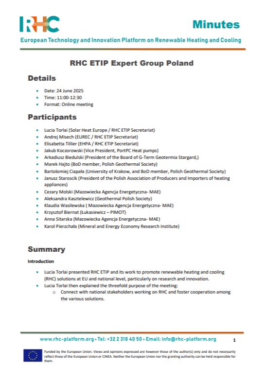 RHC ETIP Expert Group Poland