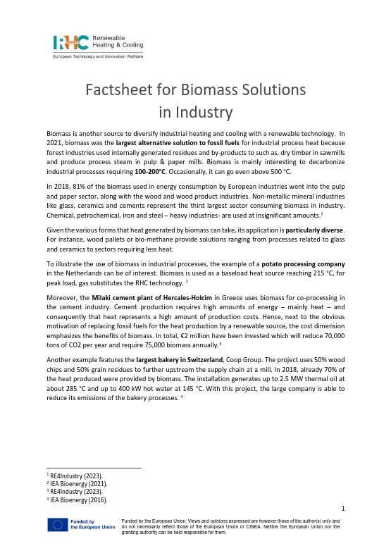 Biomass for Industry