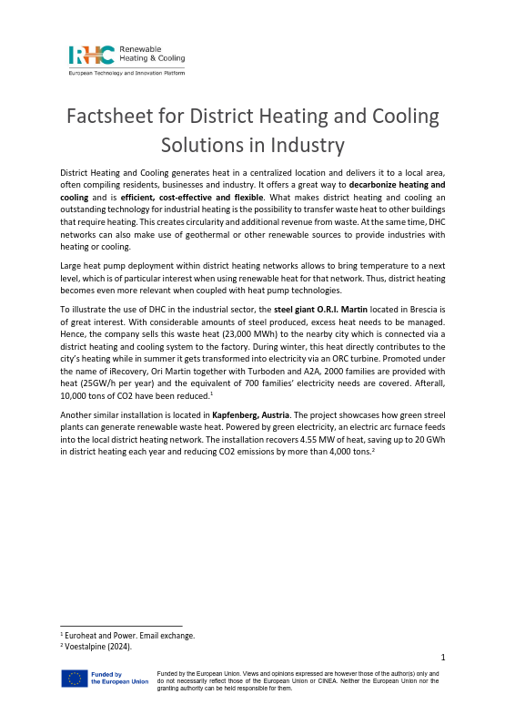 District Heating & Cooling for Industry