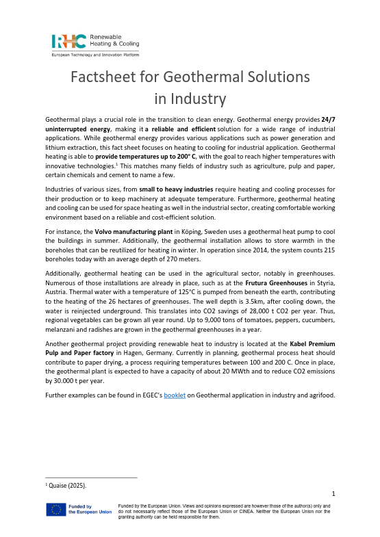Geothermal for Industry