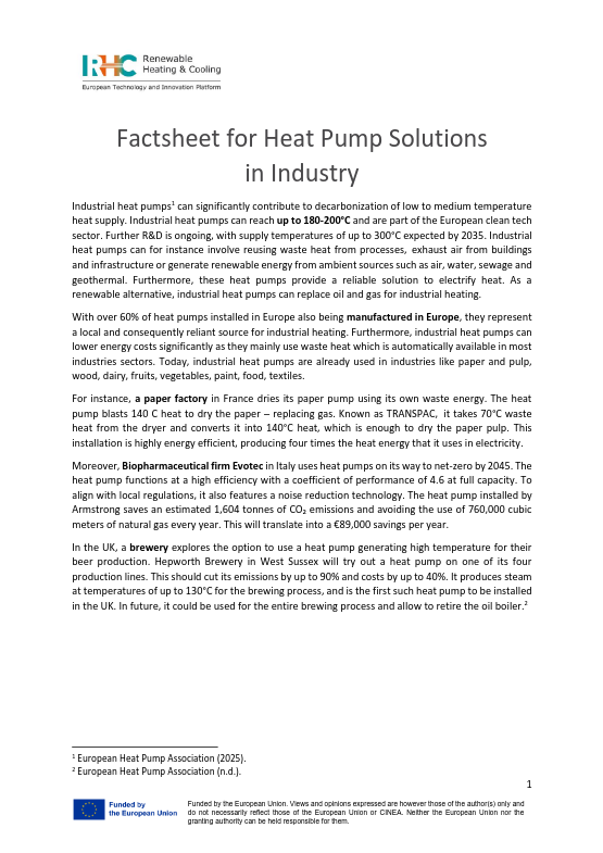 Heat Pumps for Industry